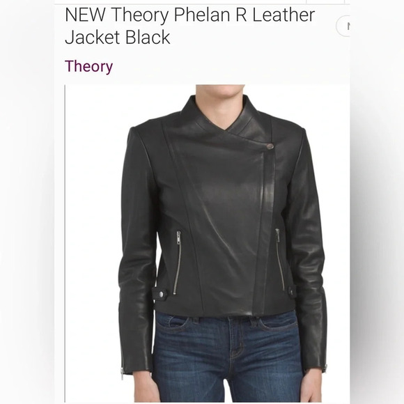 Theory Phelan Lambskin Ultra Soft Leather Moto Style Jacket Black Size Large - Picture 2 of 13